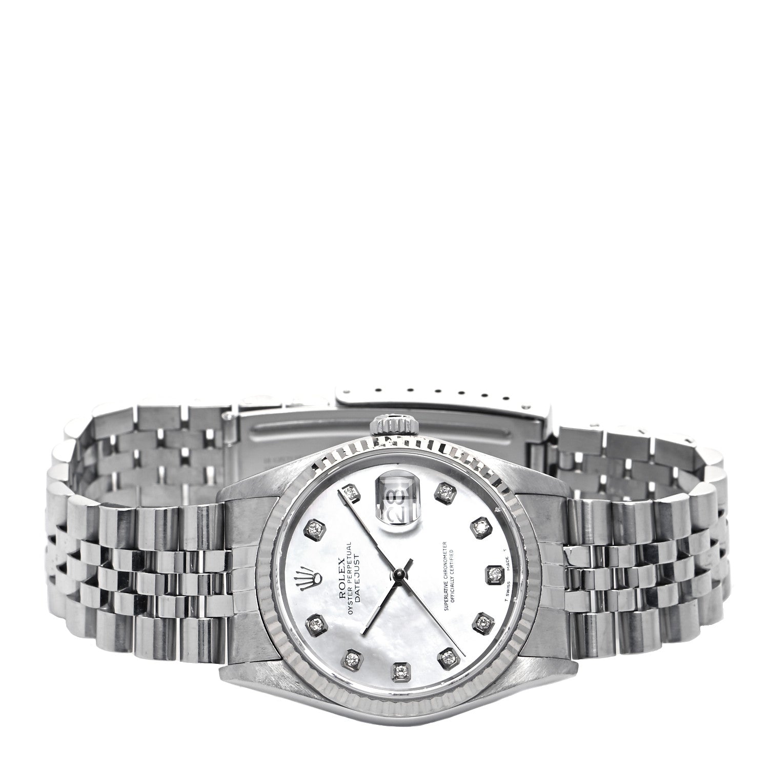 Rolex Stainless Steel 18K White Gold Diamond 36mm Oyster Perpetual Datejust Watch White 16234 2 of 5