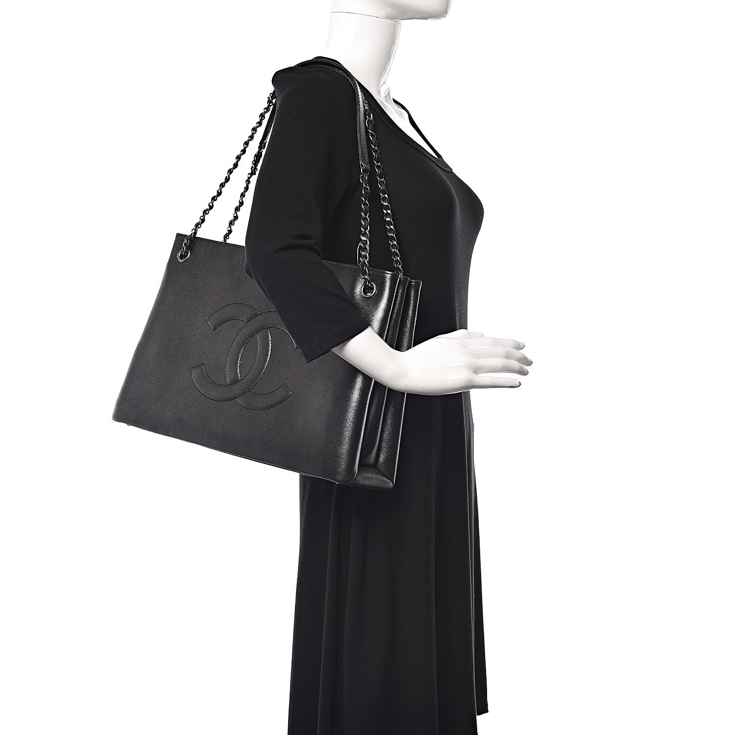 Chanel Iridescent Calfskin CC East West Shopping Tote Black 2 of 10