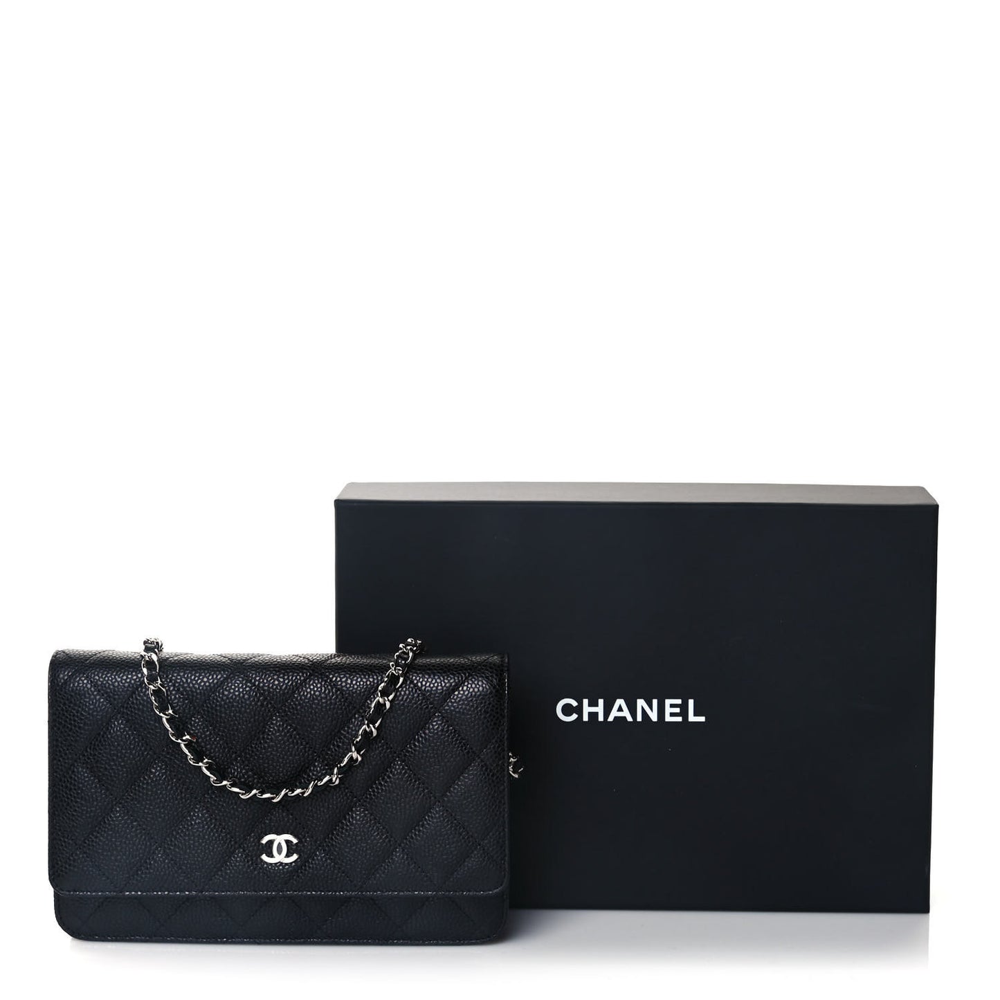 Caviar Quilted Wallet On Chain WOC Black