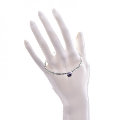 David Yurman Sterling Silver Amethyst 3mm Chatelaine Bracelet 2 of 5