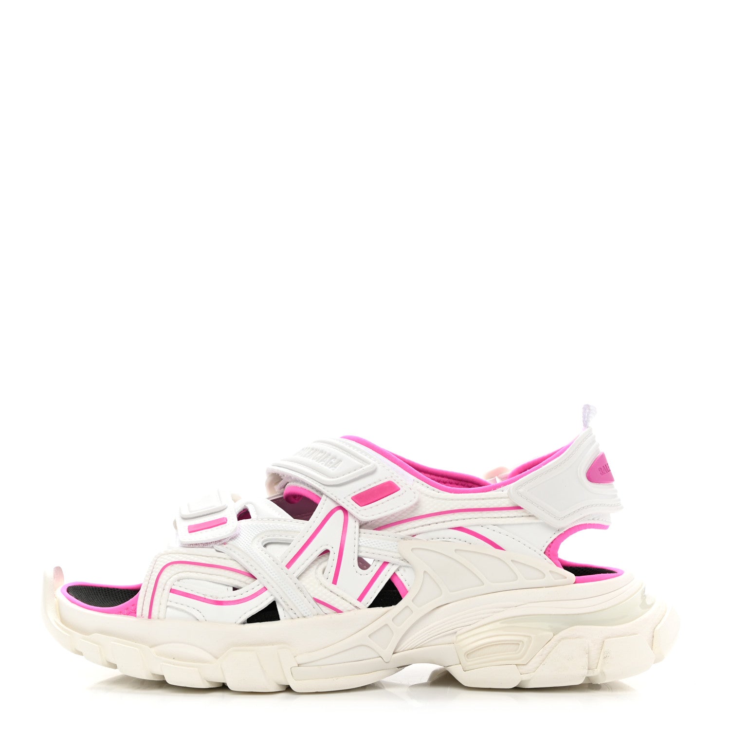Balenciaga Rubber Neoprene Bi-Color Womens Track Sandals 38 White Fluo Pink 1 of 8
