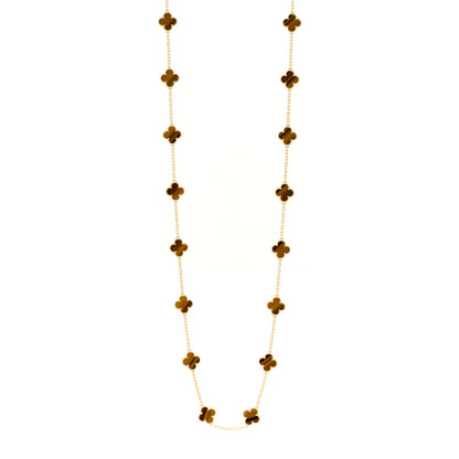 Van Cleef & Arpels 18K Yellow Gold Tiger Eye 20 Motifs Vintage Alhambra Necklace 1 of 5