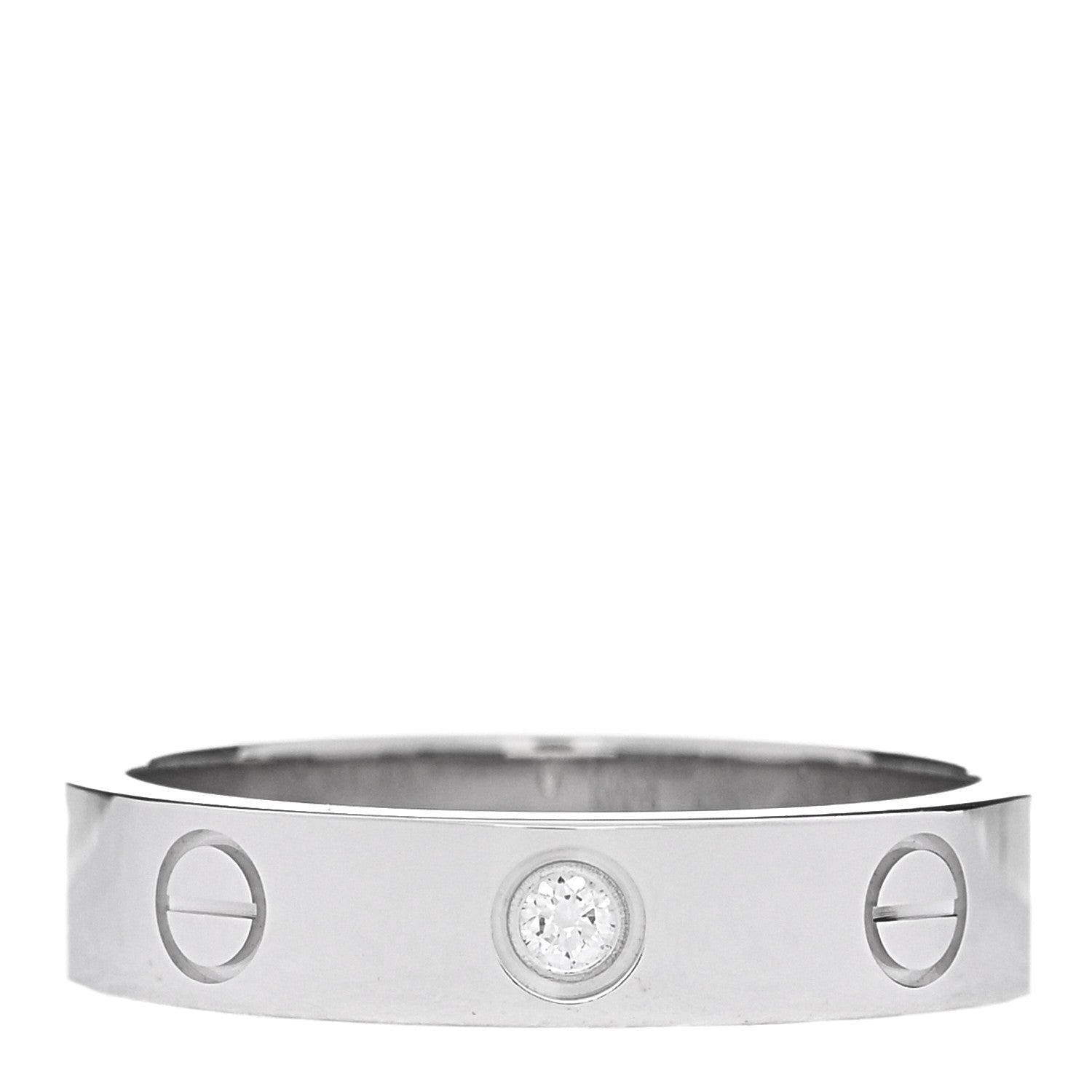 Cartier 18K White Gold Diamond 4mm LOVE Wedding Band Ring 51 5.75 1 of 4