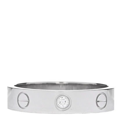 Cartier 18K White Gold Diamond 4mm LOVE Wedding Band Ring 51 5.75 1 of 4
