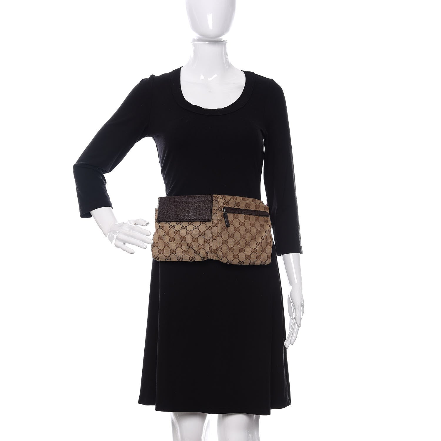 Gucci GG Monogram Double Pocket Belt Bag Dark Brown 2 of 10