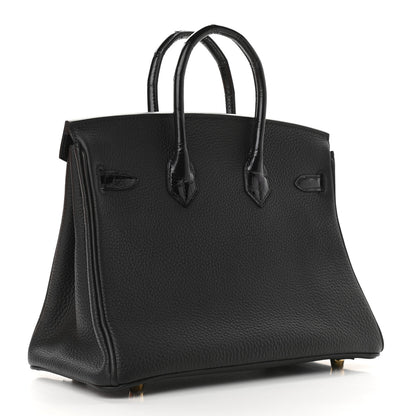 Hermes Togo Shiny Niloticus Crocodile Birkin Touch 25 Black 2 of 9