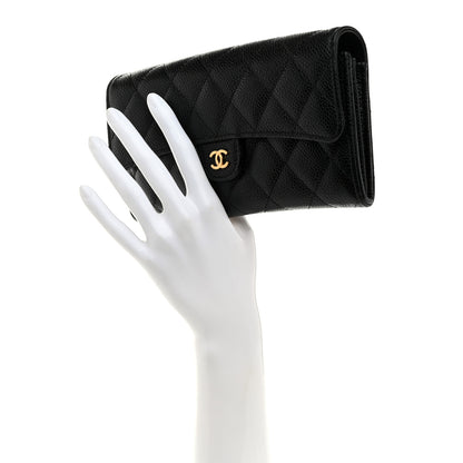 Chanel Caviar Quilted Large Gusset Flap Wallet Black 2 of 9