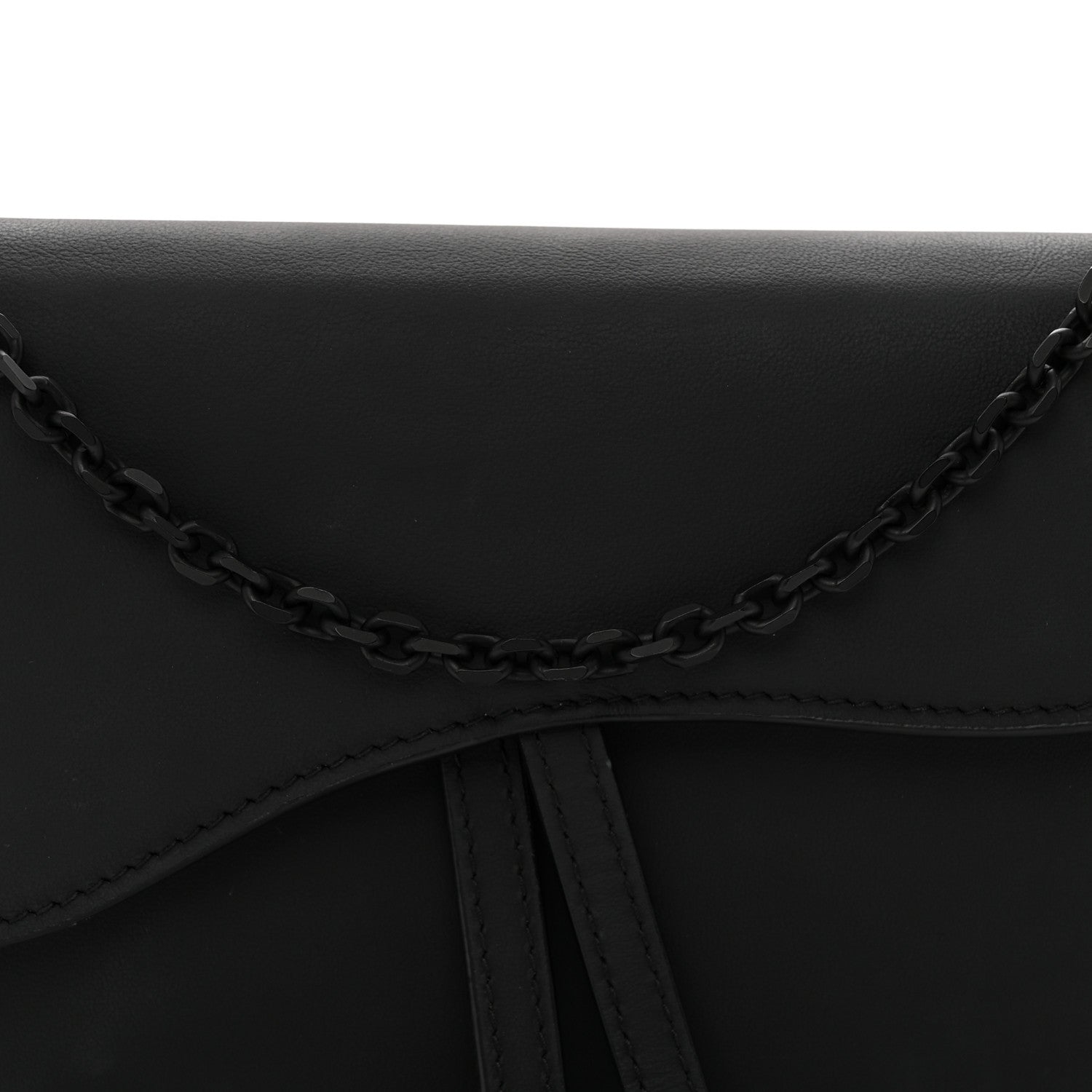 Christian Dior Ultra Matte Calfskin Saddle Chain Wallet Pouch Black 9 of 11