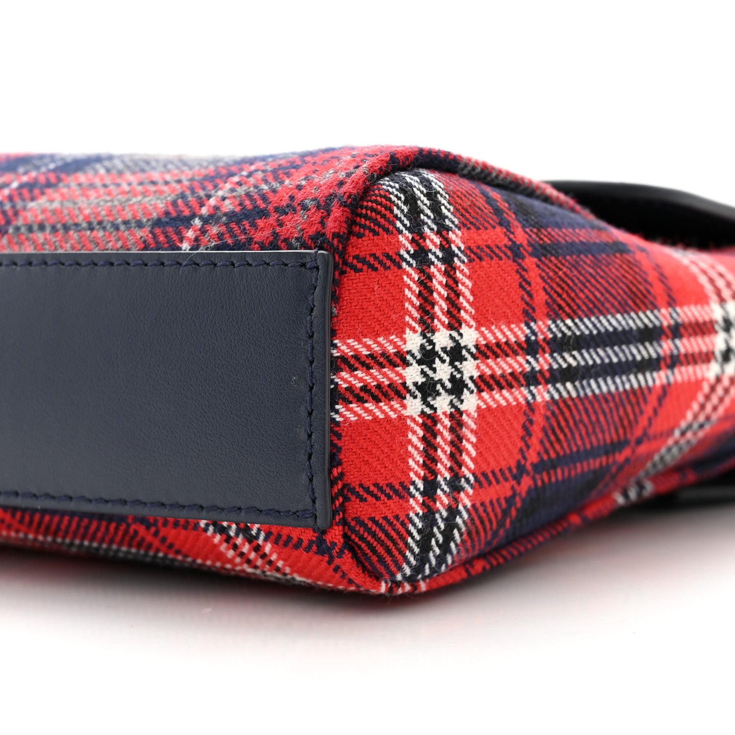 Dolce & Gabbana Wool Calfskin Tartan Kids Satchel Blue Red Multicolor 9 of 10