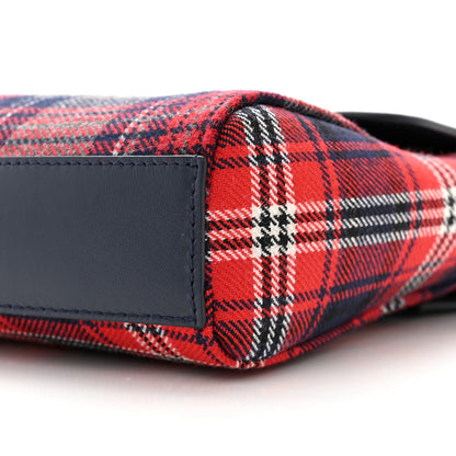 Dolce & Gabbana Wool Calfskin Tartan Kids Satchel Blue Red Multicolor 9 of 10