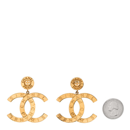 Chanel Metal Large Paris Button Earrings Gold 2 of 5
