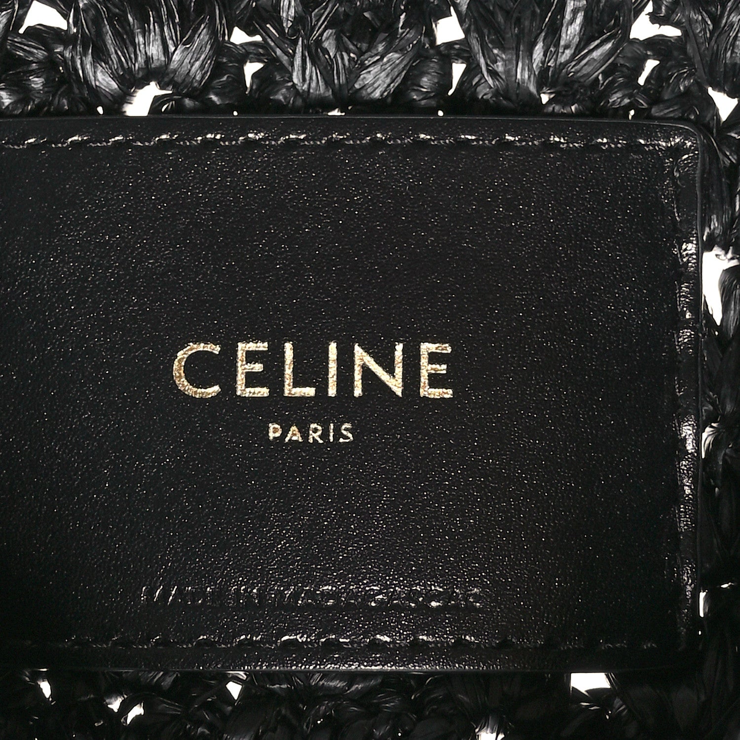 Celine Raffia Calfskin Triomphe Panier Hobo Bag Black 6 of 10