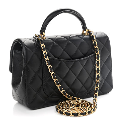 Chanel Lambskin Quilted Mini Top Handle Rectangular Flap Black 3 of 9