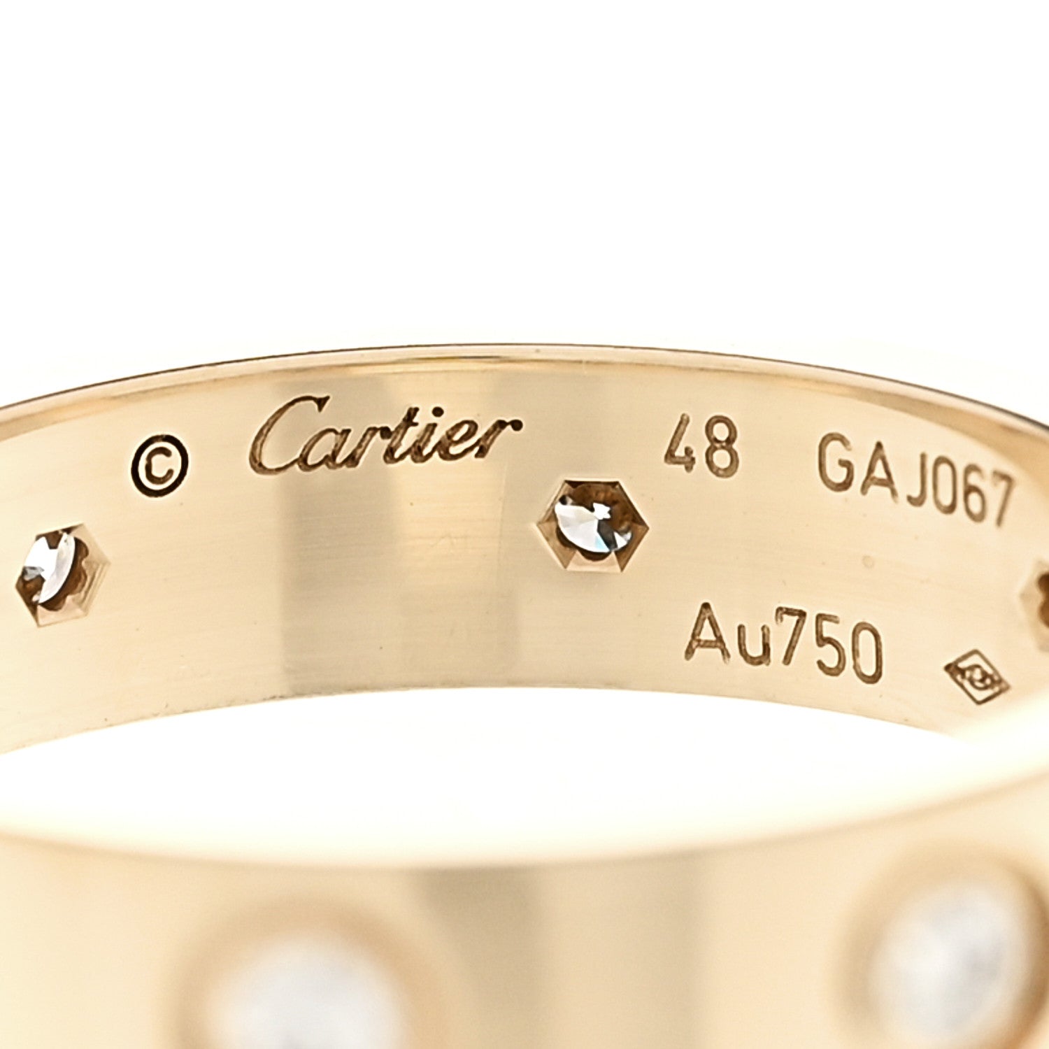 Cartier 18K Yellow Gold 8 Diamond 4mm LOVE Wedding Band Ring 48 4.5 4 of 4