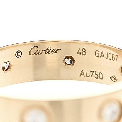 Cartier 18K Yellow Gold 8 Diamond 4mm LOVE Wedding Band Ring 48 4.5 4 of 4