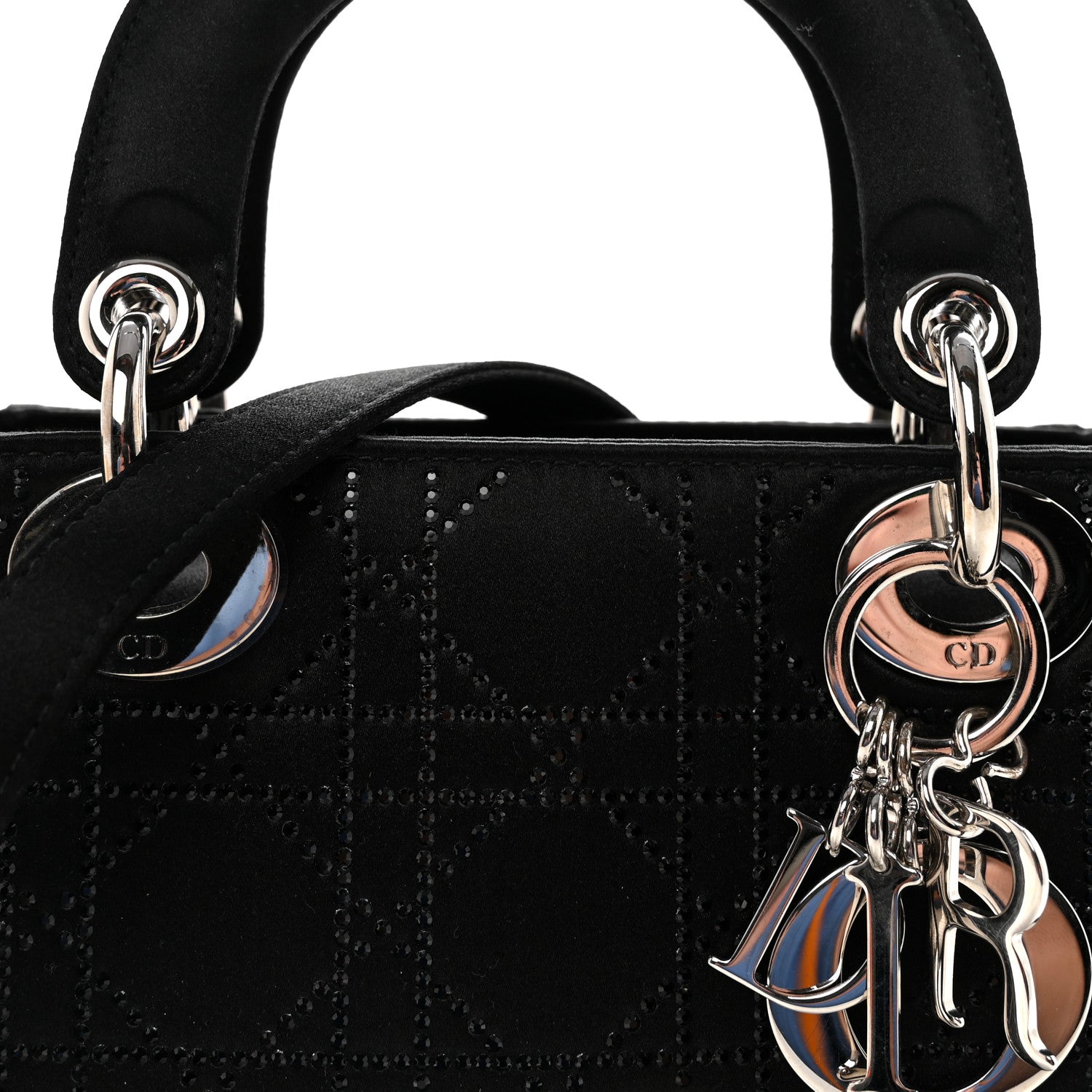 Christian Dior Satin Crystal Cannage Mini Lady Dior Black 7 of 10