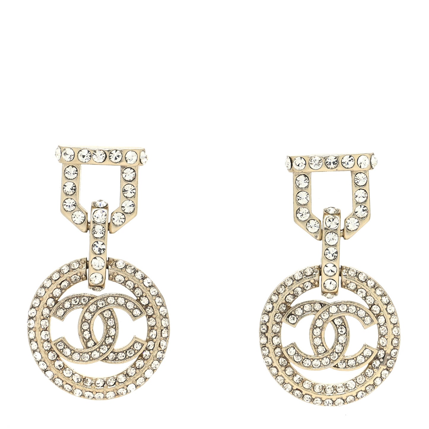 Crystal CC Vendome Round Drop Earrings Gold