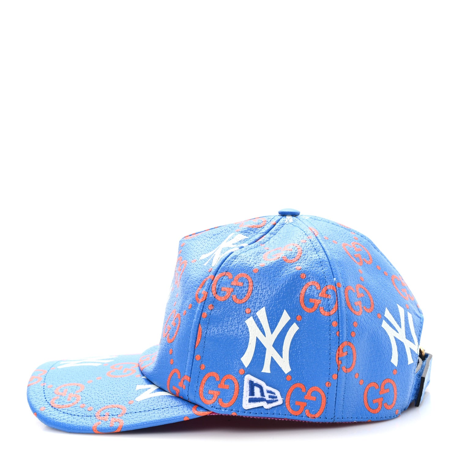 Gucci X MLB Calfskin Stampato 3D GG Monogram NY Yankees Baseball Hat M Blue 4 of 11