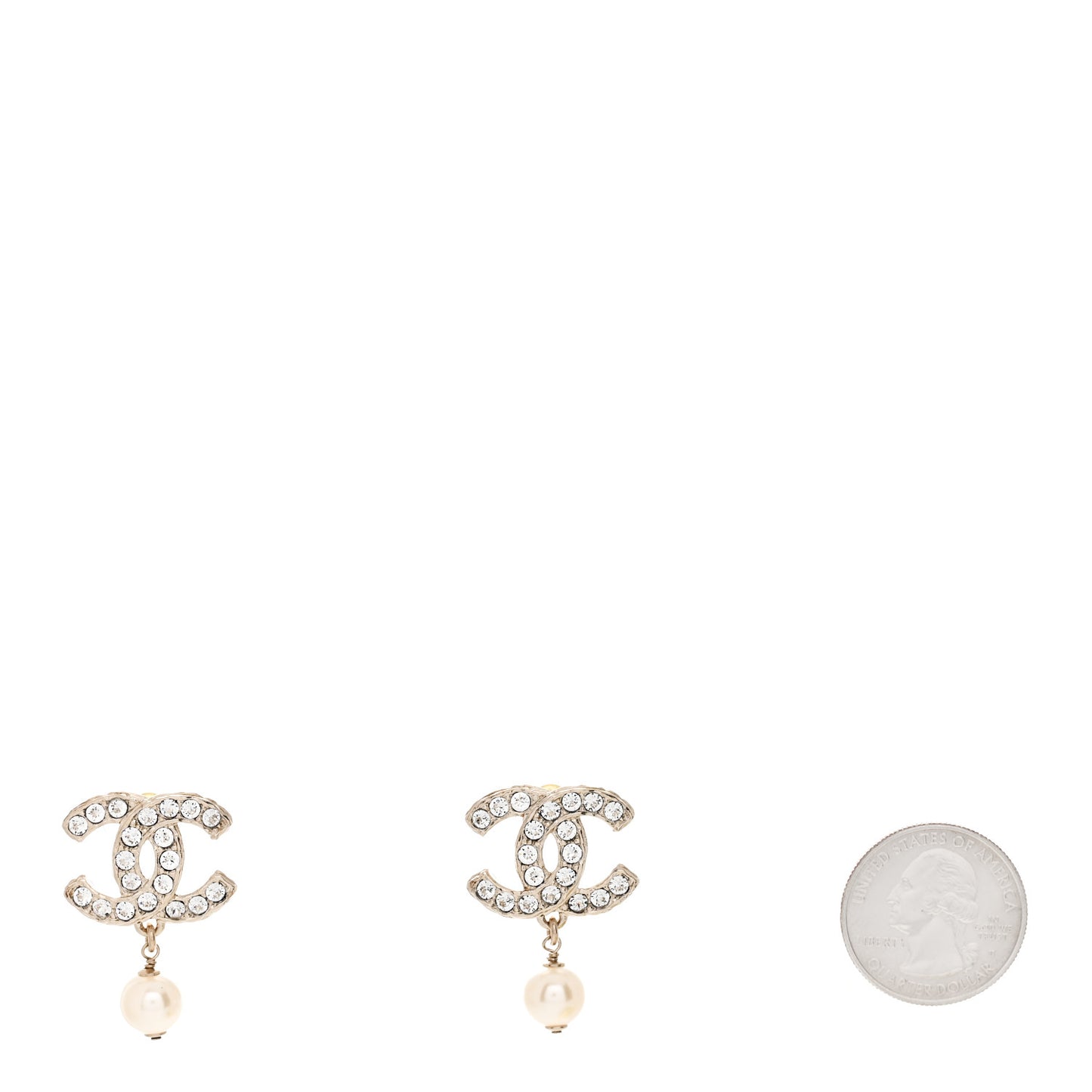 Crystal Pearl CC Drop Earrings Gold