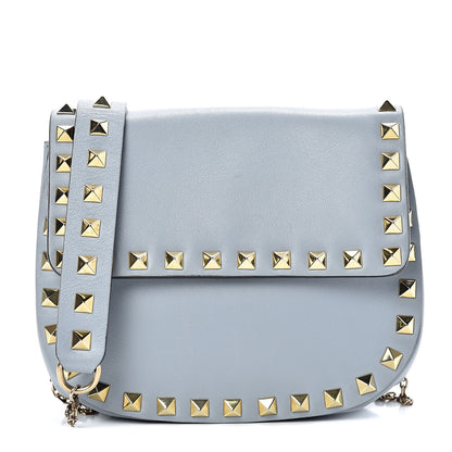 Valentino Garavani Vitello Mini Rockstud Crossbody Saddle Bag Stone 1 of 10