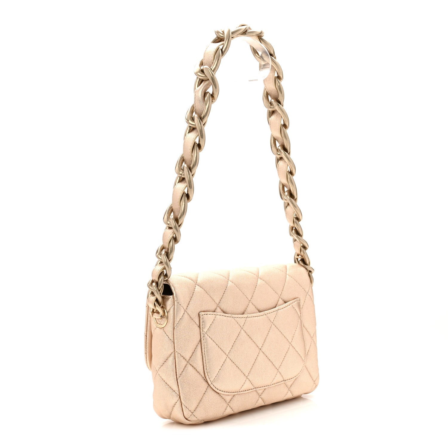 Chanel Metallic Lambskin Quilted Small CC Funky Town Chain Flap Gold 3 of 10
