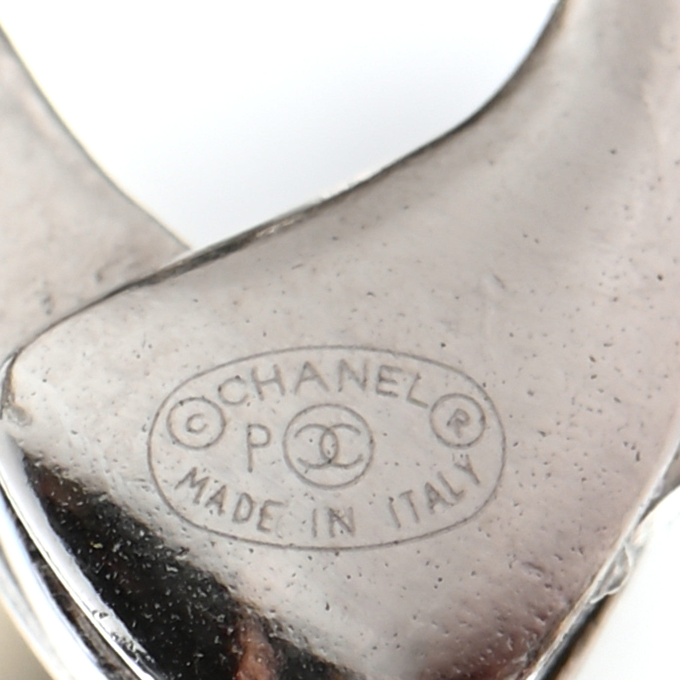 Pearl Beaded Gingham CC Long Necklace Silver Black