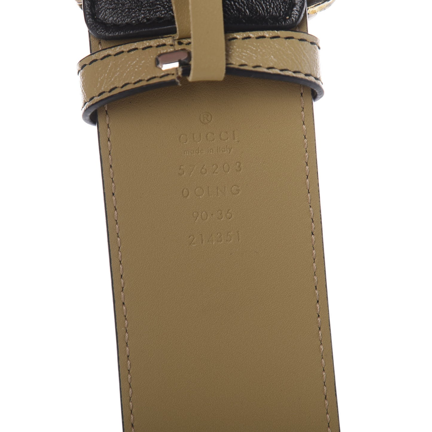 Calfskin Striped Textured Double G 50mm Belt 90 36 Black Beige