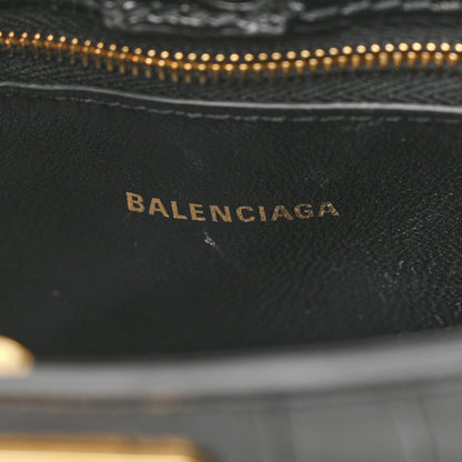 Balenciaga Shiny Super Supple Calfskin Crocodile Embossed Small XX Bag Black 6 of 11