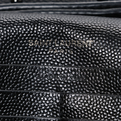 Saint Laurent Grain De Poudre Matelasse Chevron Monogram Monochrome Envelope Chain Wallet Black 6 of 9