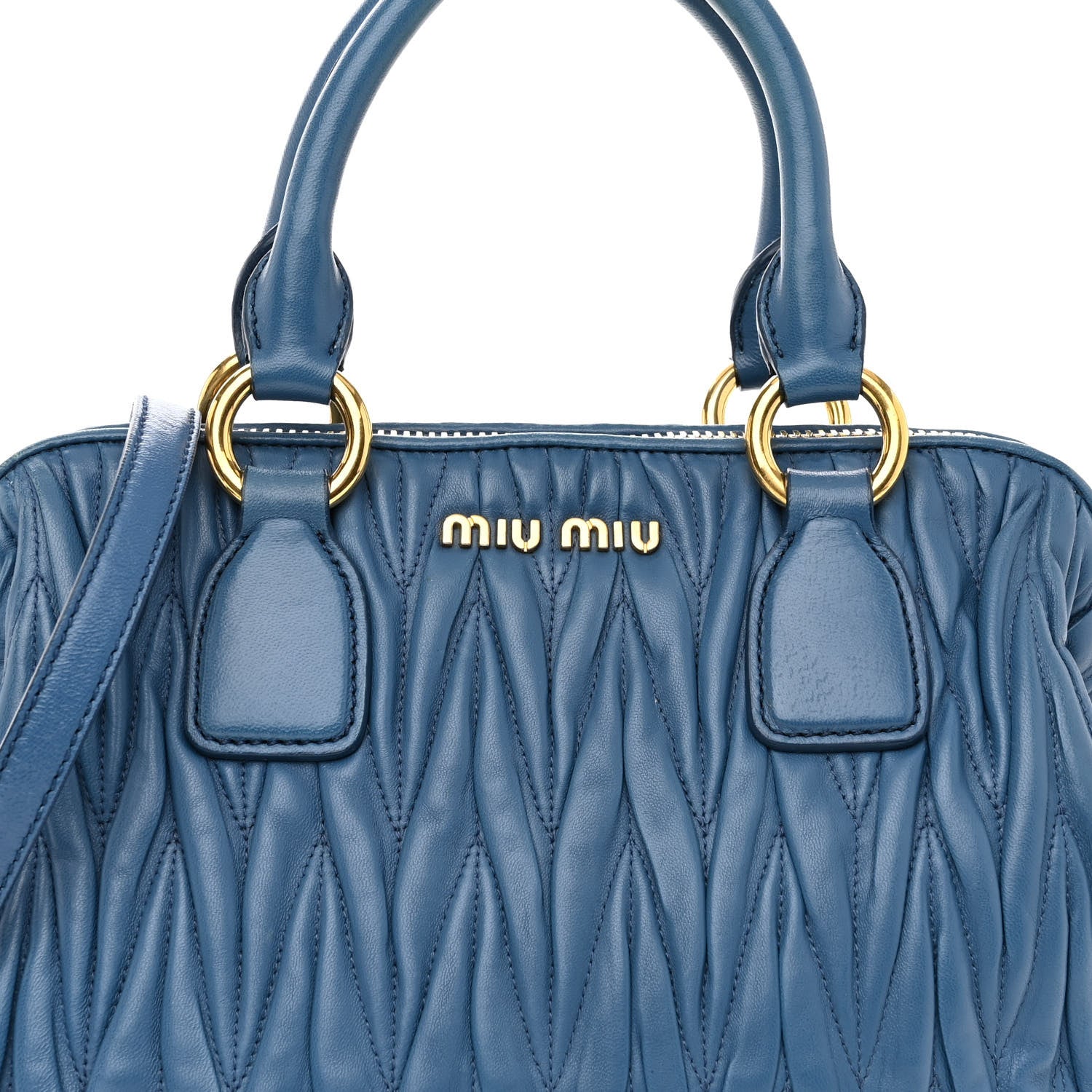 Miu Miu Nappa Matelasse Top Handle Bowler Cobalto 7 of 10