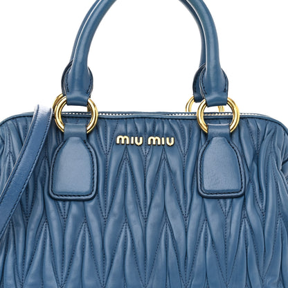 Miu Miu Nappa Matelasse Top Handle Bowler Cobalto 7 of 10