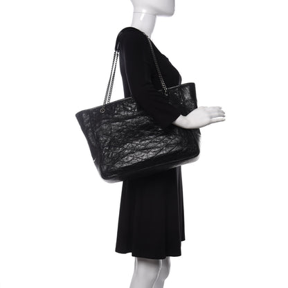 Saint Laurent Crinkled Calfskin Matelasse Monogram Large Niki Shopping Tote Bag Black 2 of 12
