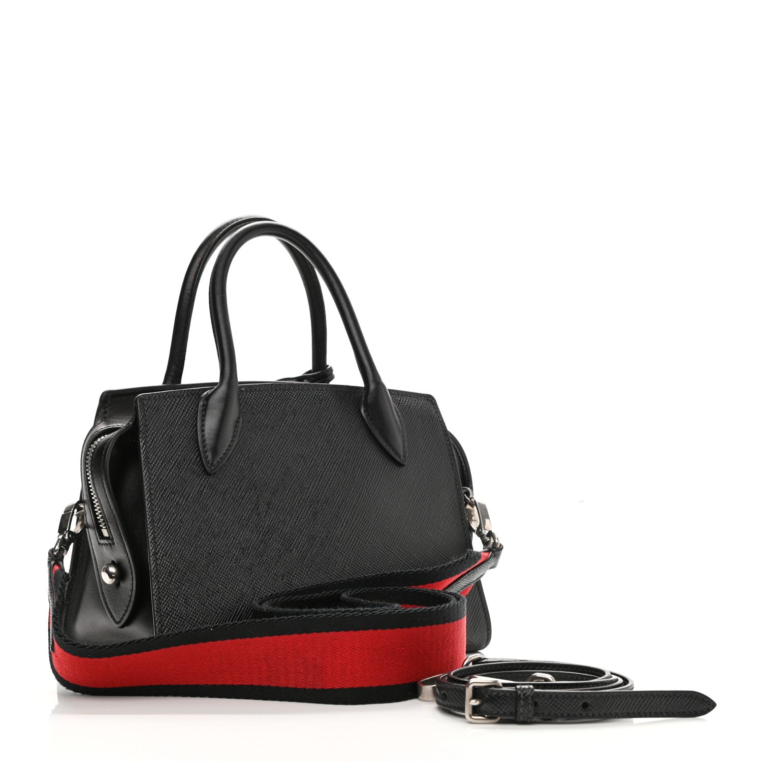 Prada Saffiano Cuir Calfskin Mini Monochrome Top Handle Tote Black 3 of 14