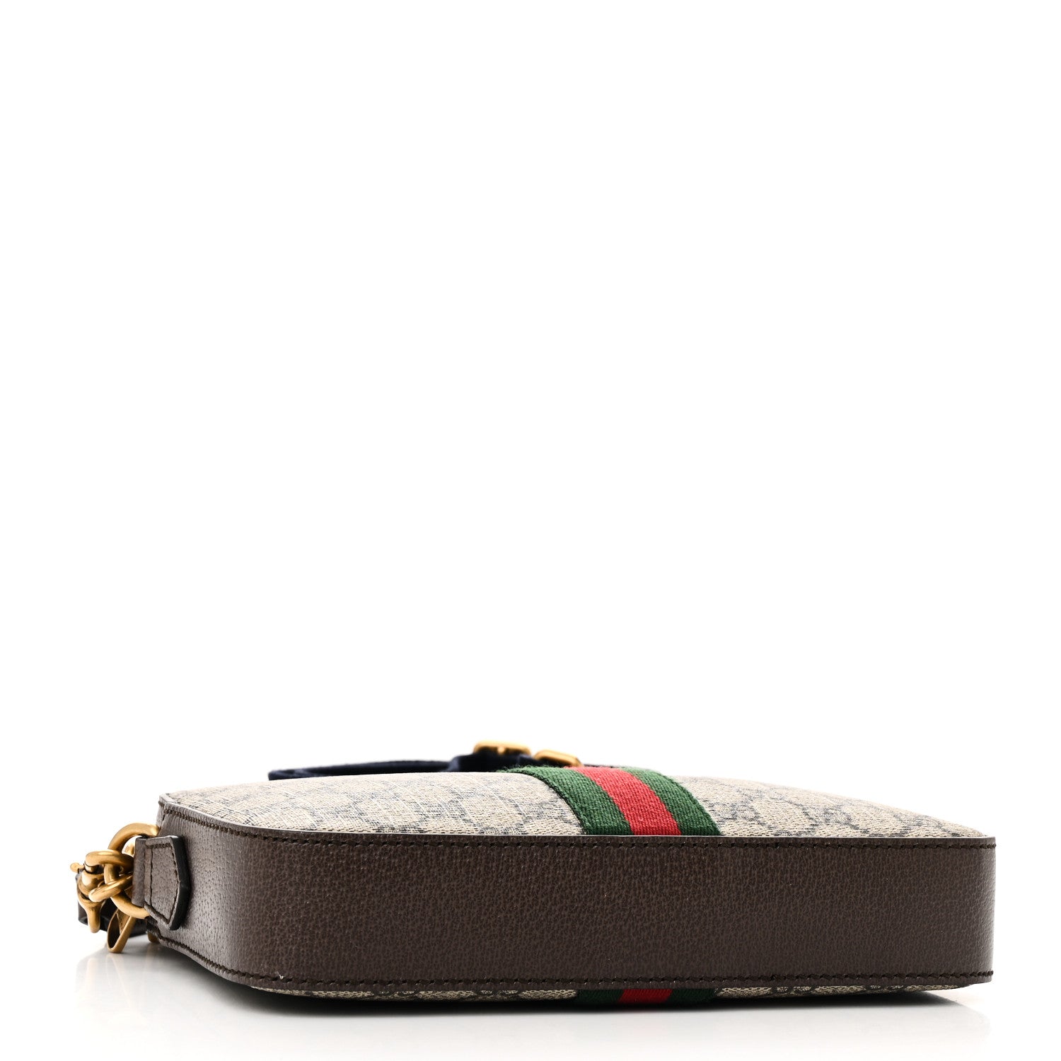 Gucci GG Supreme Monogram Textured Dollar Calfskin Web Ophidia Wristlet Shoulder Bag Beige Ebony New Acero 4 of 10