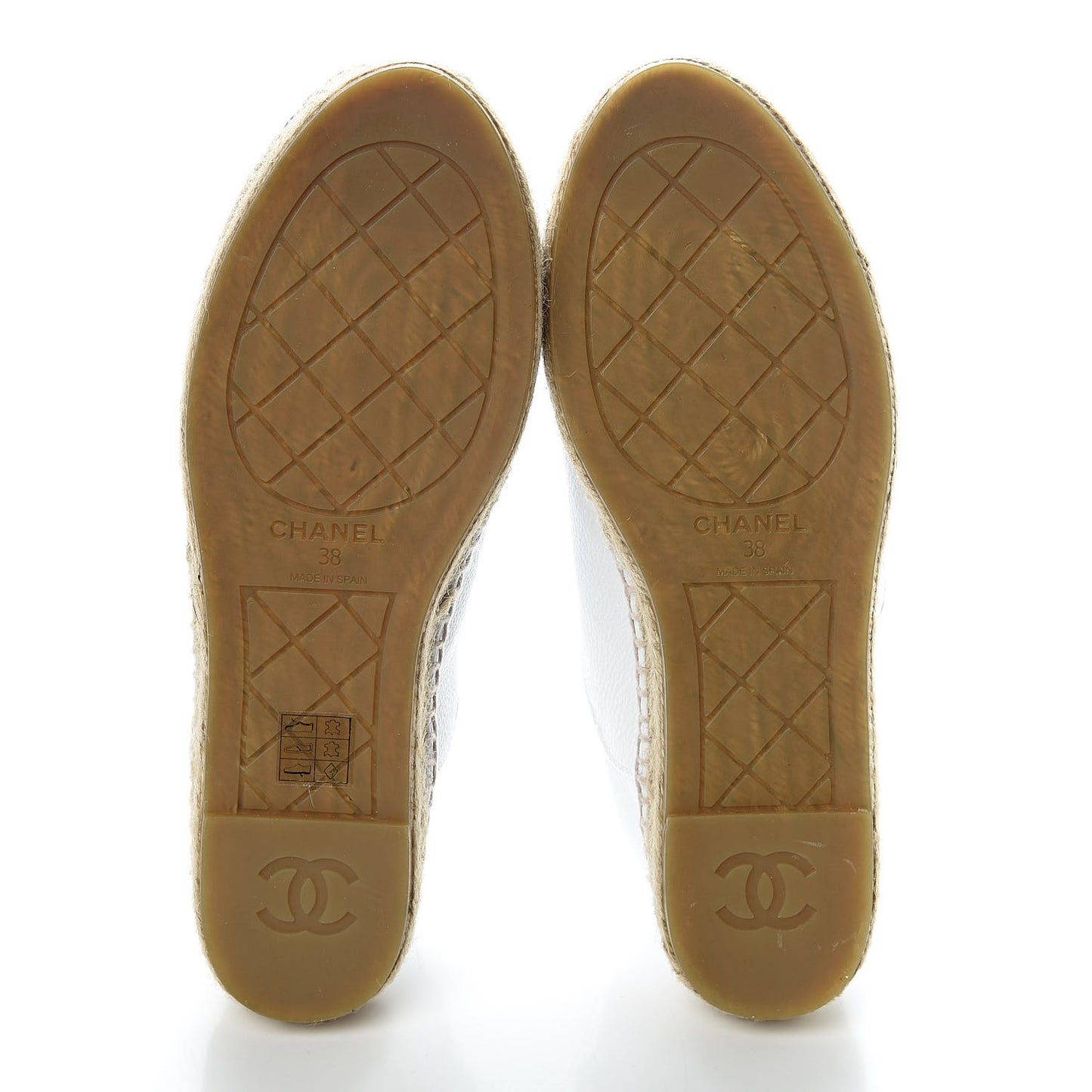 Grained Calfskin CC Espadrilles 38 White Black