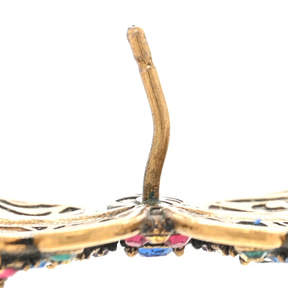 Gucci Metal Crystal Butterfly Stud Earrings Aged Gold Multicolor 4 of 4