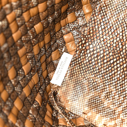 Bottega Veneta Nappa Snakeskin Intrecciato Medium Cabat Brown Multicolor 6 of 11