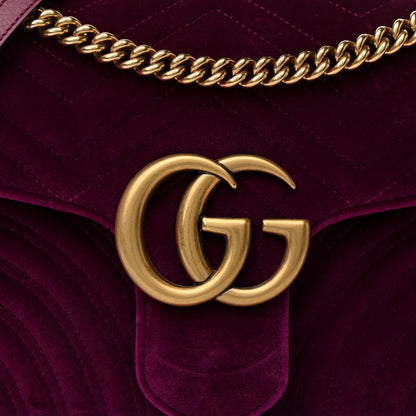 Gucci Velvet Matelasse Medium GG Marmont Shoulder Bag Fuchsia Violet Cyclamen 8 of 11