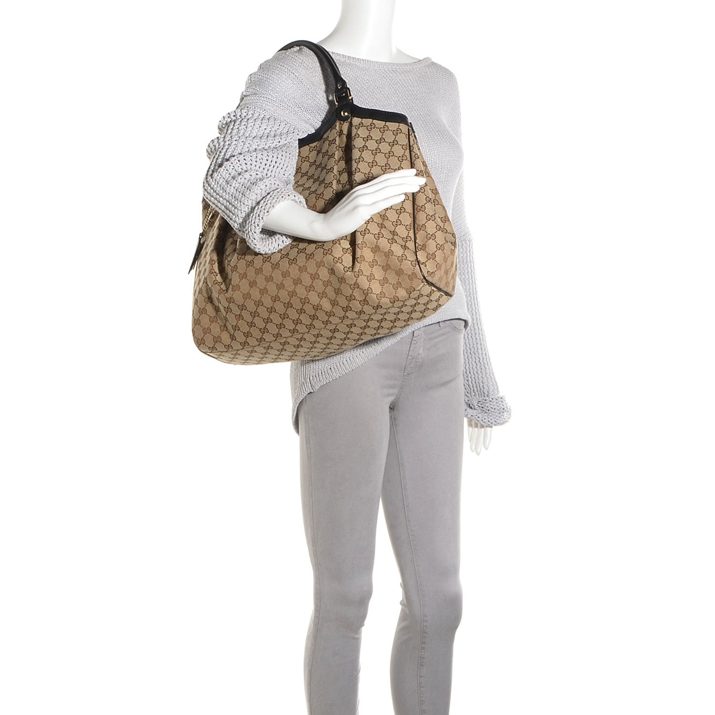 Monogram Large Sukey Tote Beige Ebony Black