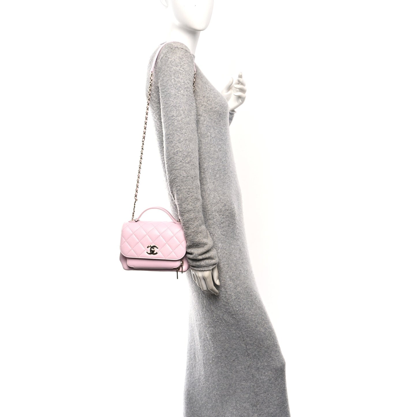 Caviar Quilted Mini Business Affinity Flap Light Pink