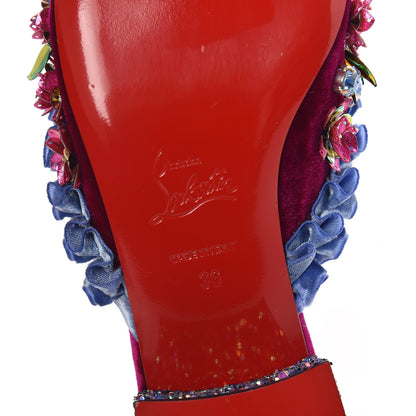 Christian Louboutin Velvet Glitter Babouchkaflor 35 Mule 36 Figue 6 of 9