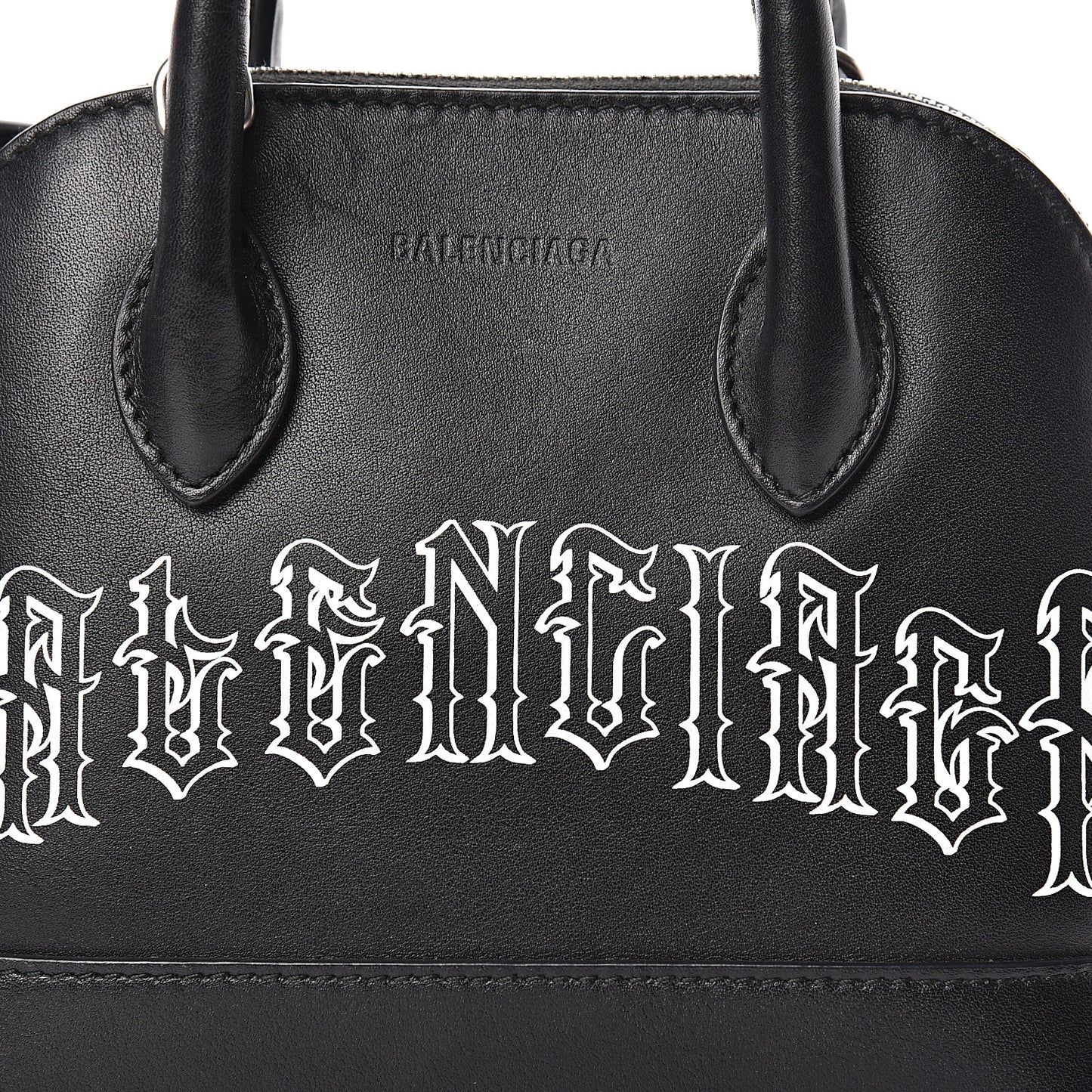 Calfskin Gothic Logo XXS Ville Top Handle Bag Black White