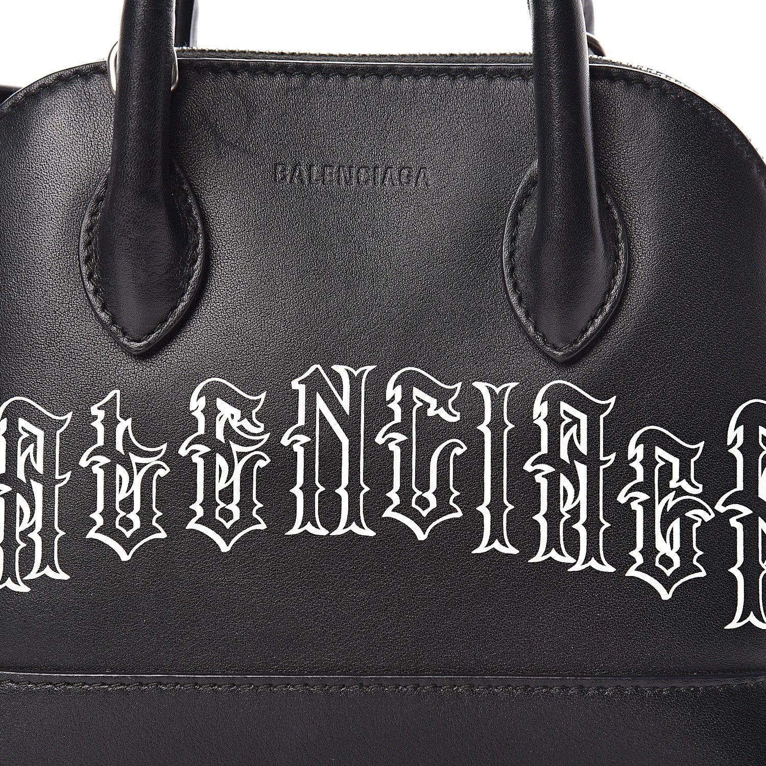 Balenciaga Calfskin Gothic Logo XXS Ville Top Handle Bag Black White 8 of 12