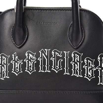 Balenciaga Calfskin Gothic Logo XXS Ville Top Handle Bag Black White 8 of 12