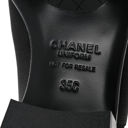 Chanel Calfskin Elastic Lace Up Cap Toe CC Loafers 35 Black 7 of 9