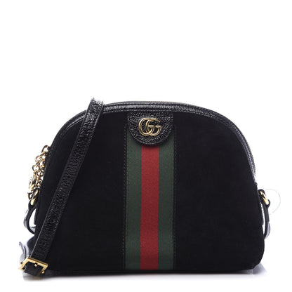Gucci Suede Patent Web GG Small Ophidia Dome Shoulder Bag Black 1 of 9