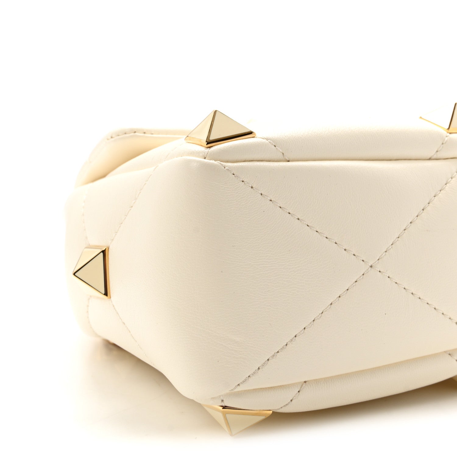 Valentino Garavani Nappa Enamel Medium Roman Stud Shoulder Bag Ivory 8 of 9