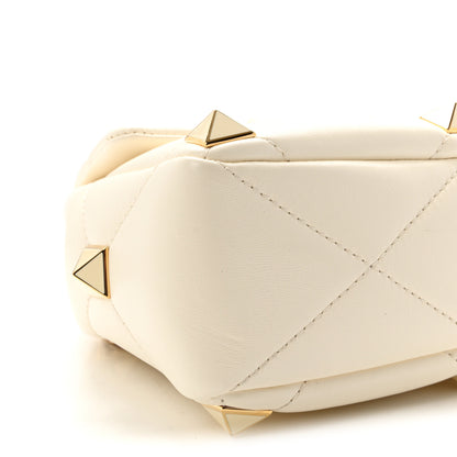 Valentino Garavani Nappa Enamel Medium Roman Stud Shoulder Bag Ivory 8 of 9