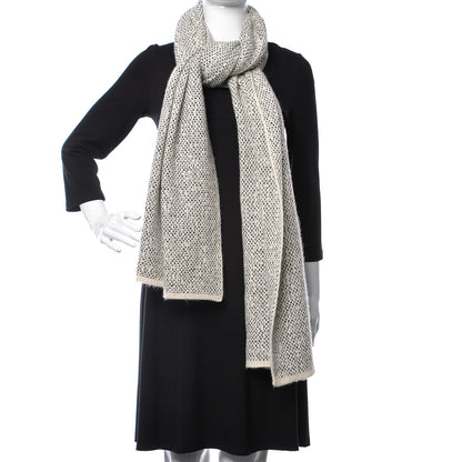 Chanel Cotton Cashmere CC Scarf Black Ivory 2 of 5