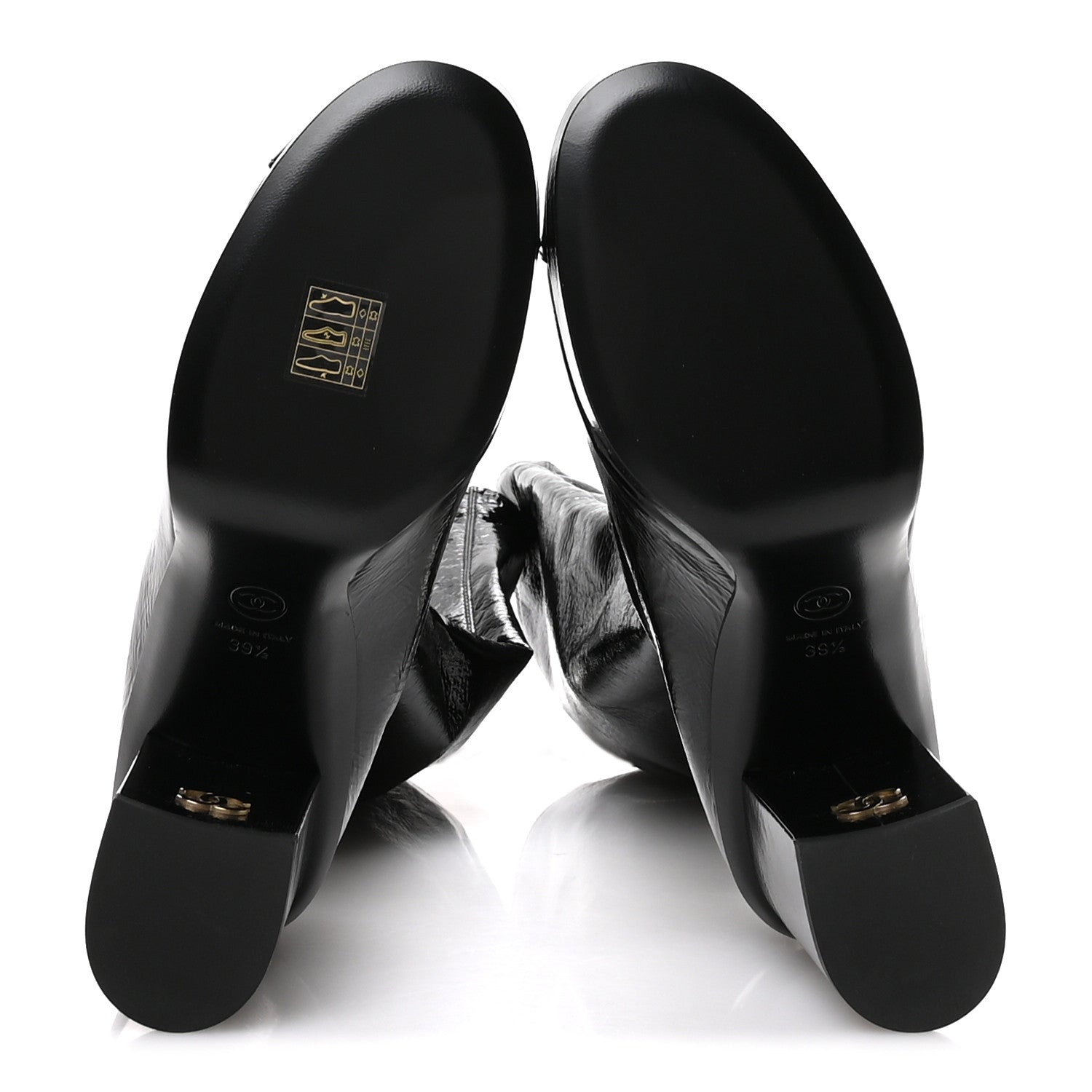 Chanel Crumpled Patent High Boots 39.5 Black 1775478 – FASHIONPHILE